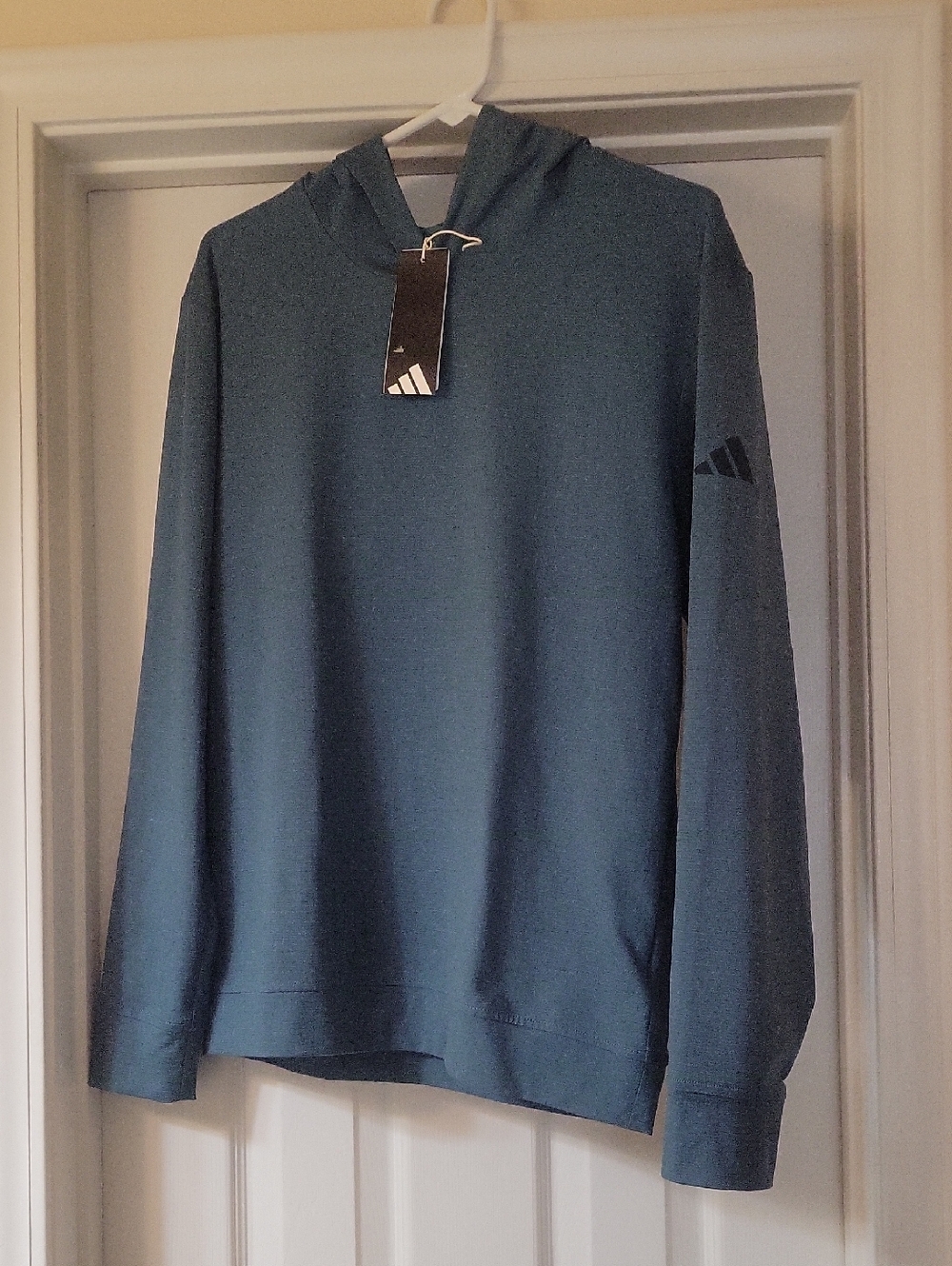 adidas Teal Hooded Pullover with Sleeve Logo